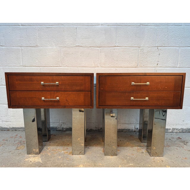 Modern Vintage Modern Walnut and Metal Office End Tables For Sale - Image 3 of 15