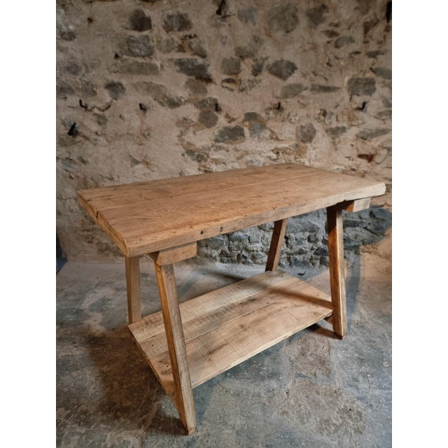 1940s French Worktable in Beech, Chestnut and Oak, France, 1940s For Sale - Image 5 of 18