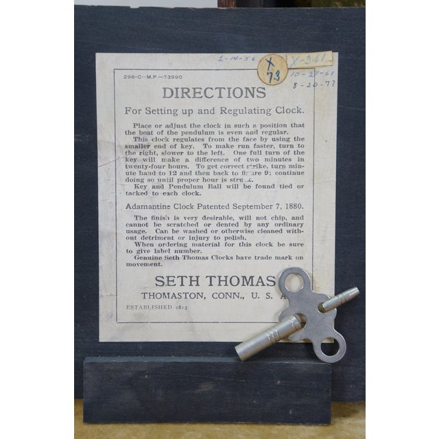 Antique Seth Thomas Dana Burl Walnut Adamantine Mantel Clock 11" For Sale - Image 9 of 17