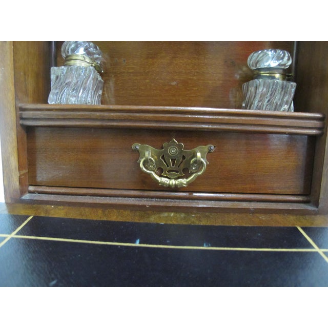 Brown Victorian Wood Travel Secretary Desk File Box With Glass Inkwells & Calendar For Sale - Image 8 of 12