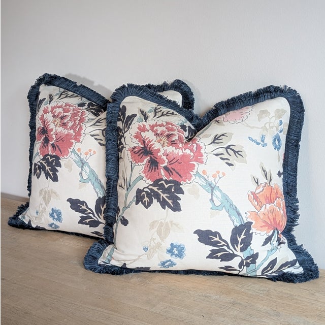 Not Yet Made - Made To Order Lee Jofa Inisfree Floral Pillows in Sunset With Brush Fringe For Sale - Image 5 of 7