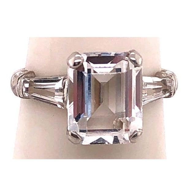 14 Karat White Gold Fashion Ring, Zircon Center Stone, Size 7 For Sale - Image 9 of 10