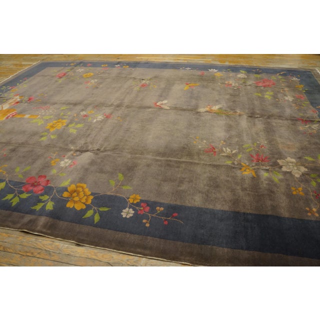 Taupe 1920s Chinese Art Deco carpet ( 9'10" x 13'6" - 300 x 411 ) For Sale - Image 8 of 9
