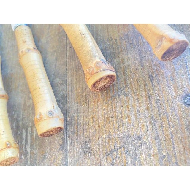 Small Brown Bamboo Cheese Knifes, Small, France, 1960s, Sest of 6 For Sale - Image 3 of 6