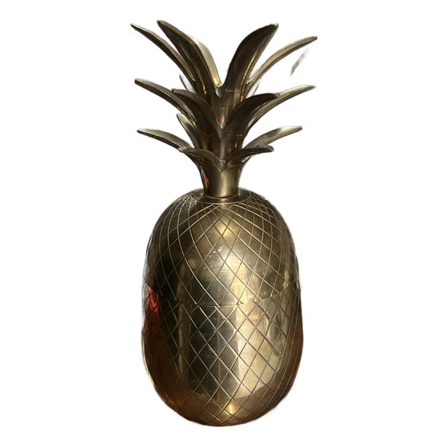 Mid 20th Century Etched Brass Pineapple Box For Sale