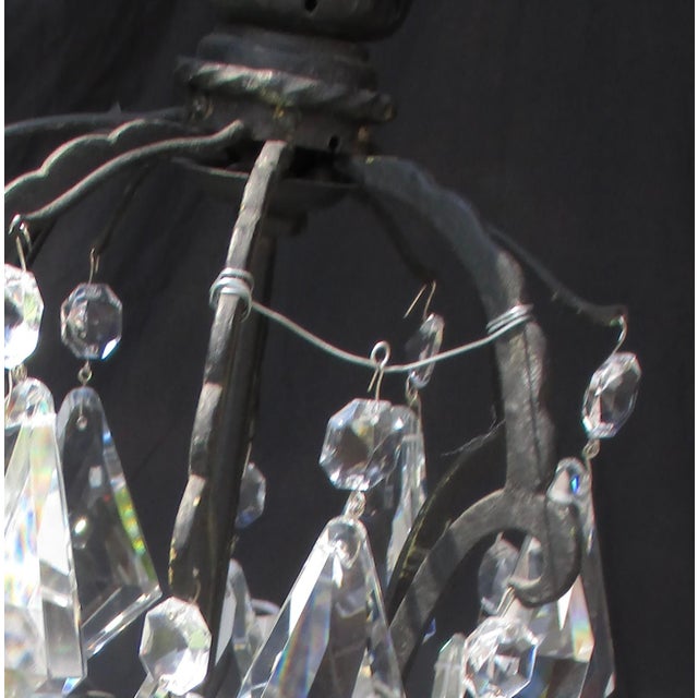 Vintage Chandelier Crystal Beaded Bowl Chandelier Circa 40s For Sale - Image 13 of 13
