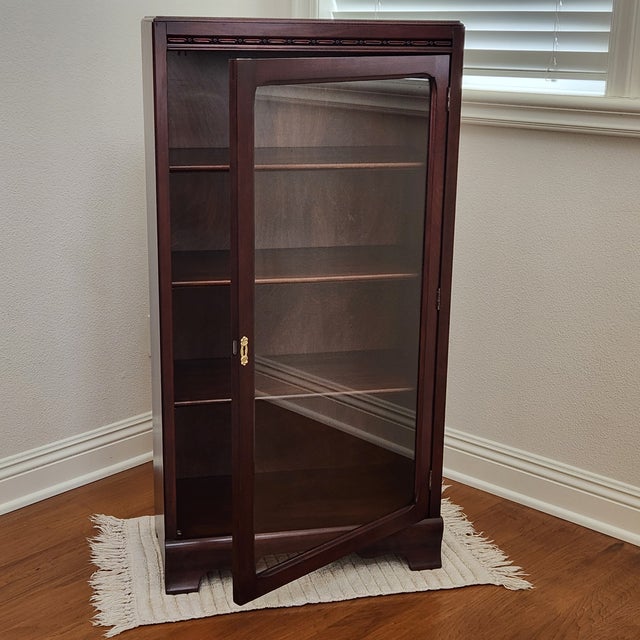 Vintage Wood Bookcase With Full Glass Door, Lock and Keys; Recently Refinished For Sale - Image 15 of 17