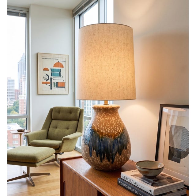 Despite its formidable scale, this Mid-Century studio ceramic lamp manages to fly under the radar—at least initially—with...