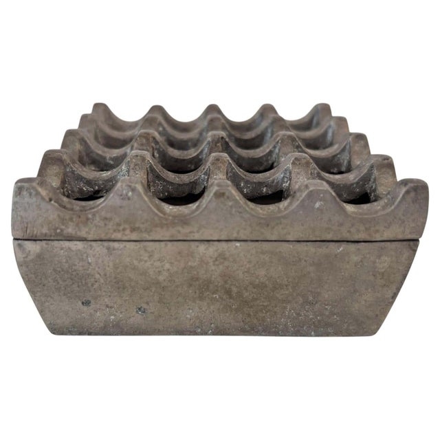 Mid-Century Modern Mid-Century Modern Danish Geometric Op-Art Metal Ashtray For Sale - Image 3 of 10