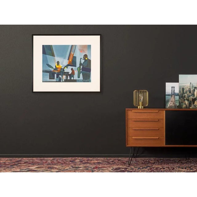 Modern Jazz at Night, Screen Print on Thick Paper, Framed For Sale - Image 3 of 10