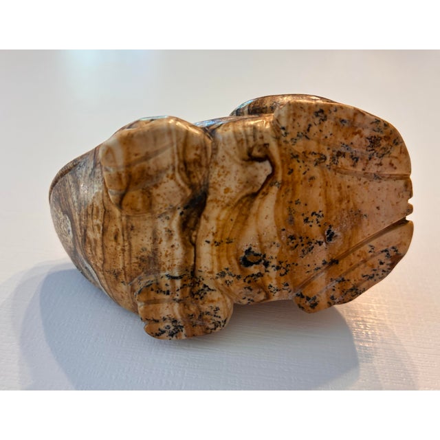 1970s Vintage Hand Carved Jasper Stone Frog Figurine For Sale - Image 5 of 7