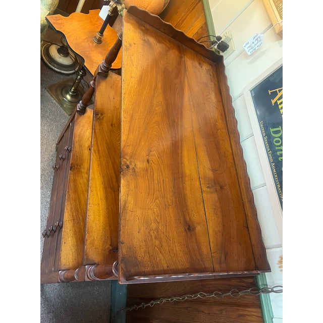 English Antique Mahogany English Etegere Dumb Waiter Three Tiered Trolly With Drawers For Sale - Image 3 of 9
