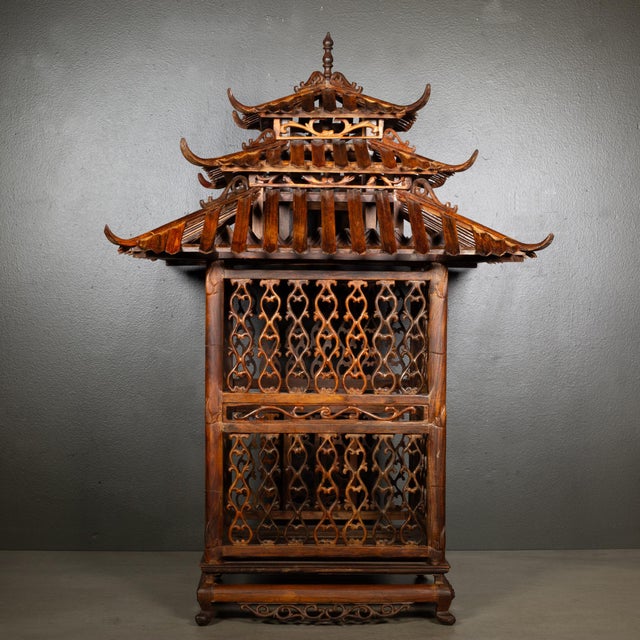 Antique Vietnamese Pagoda Bird Cage For Sale - Image 10 of 12