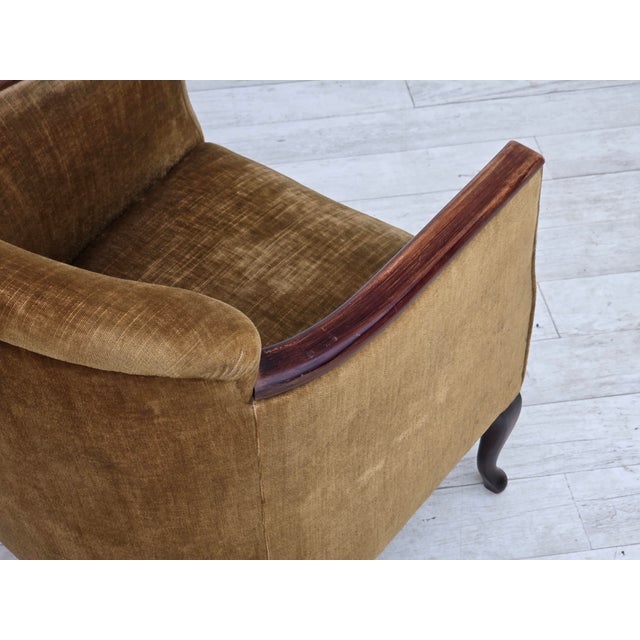Vintage Danish Armchair in Furniture Velour and Ash, 1950s For Sale - Image 15 of 18