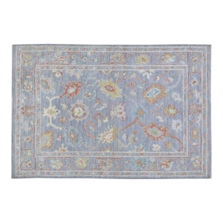Turkish Oushak Hand Knotted Wool Rug, 4'x6' For Sale