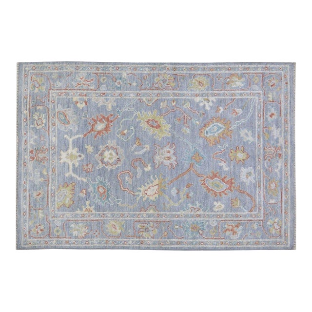 Turkish Oushak Hand Knotted Wool Rug, 4'x6' For Sale