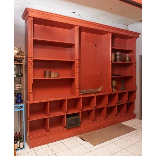 Large Antique Belgian Red Display Cabinet, 1890s For Sale - Image 9 of 10