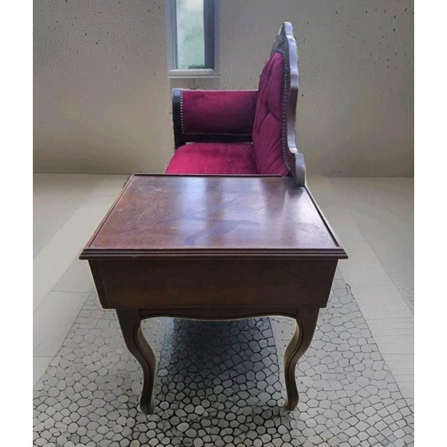 This vintage Victorian-style telephone table seat with a drawer is a unique and charming addition to any home. Made from...