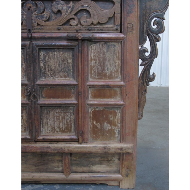Antique Carved Elm Cabinet For Sale - Image 9 of 11