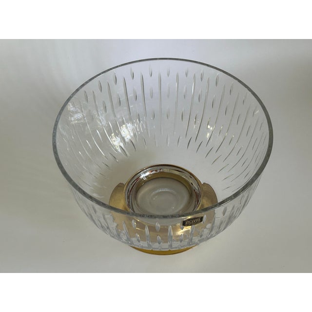 Modern Atlantis Portugal Full Lead Crystal Centerpiece Bowl With 24k Gold Plated Base For Sale - Image 3 of 9