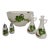 Vintage Frosted Glass Salad Set With Hand Painted Leaves – Bowl, Oil & Vinegar, Salt & Pepper - 5 pcs For Sale