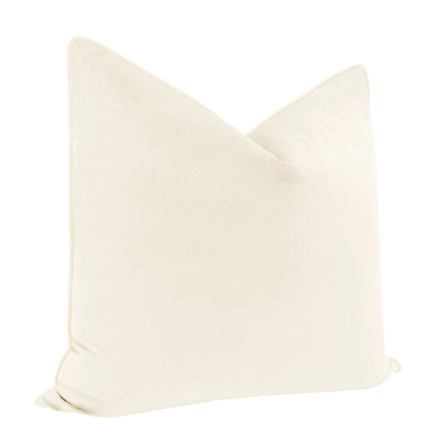 Contemporary 22" Bone Royal Velvet + Cording Pillows - a Pair For Sale - Image 3 of 4