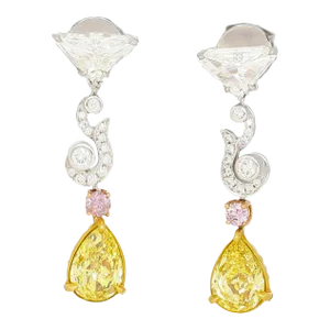 Gia Certified Vivid Yellow Diamond Drop Earrings - 2 Pieces