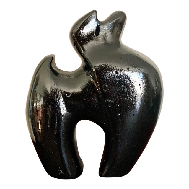 Modern Contemporary Vintage Black Studio Pottery Horse Figure, Signed For Sale