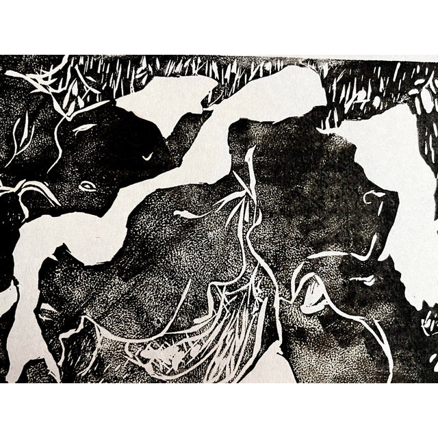 Vintage Abstract Expressionist Wood Block Print Titled “El Toro” by Sylvia T. Gavurin. For Sale - Image 9 of 9