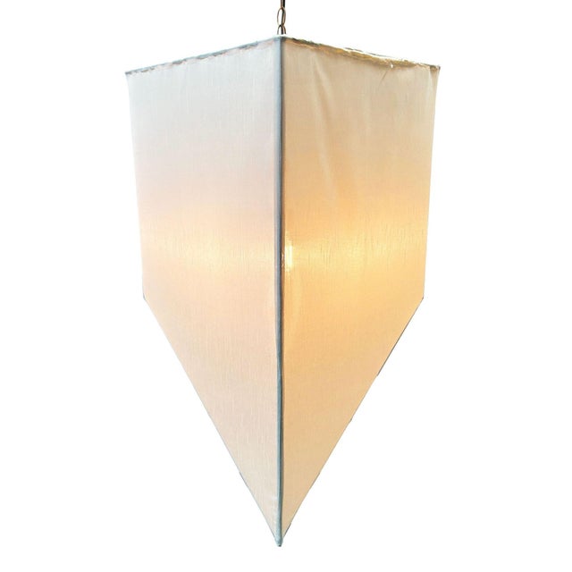 Textile 1990s Mid-Century Modern Isamu Noguchi Inspired Geometric Linen Pendant Lantern, 6 Available For Sale - Image 7 of 13