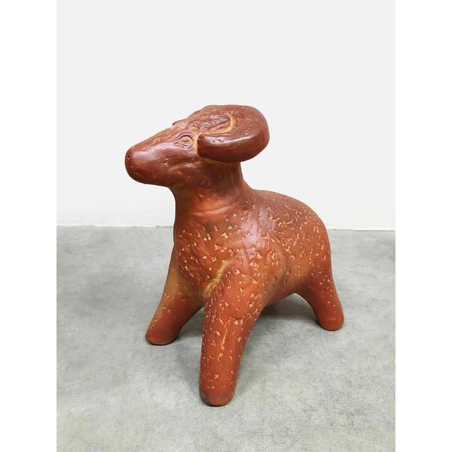 Ceramic Large Vintage Decorative Ceramic Ram Sculpture For Sale - Image 7 of 8