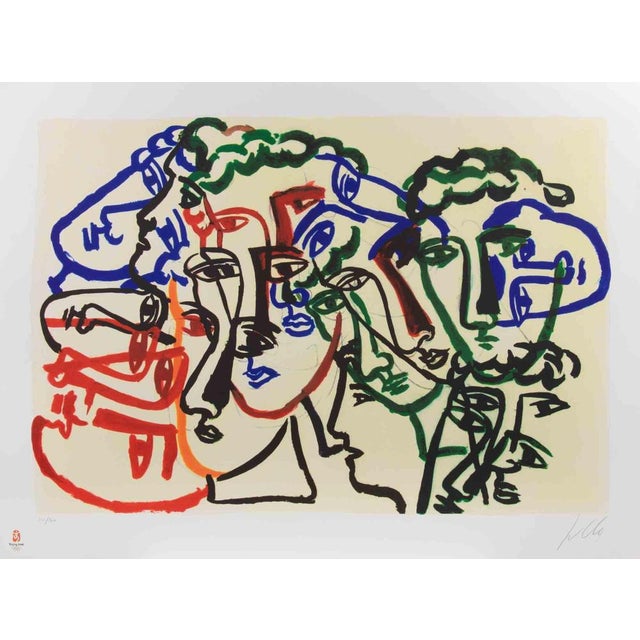 Colored lithograph realized by Sandro Chia in 2008. It is a part of the portfolio The Unique Collection for the Olympic...