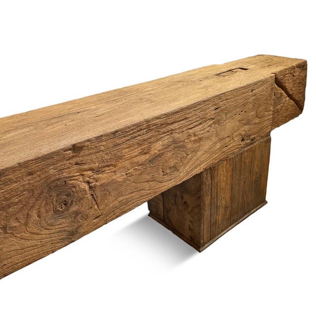 Wood Old Rustic Teak Wood X Beam Bench For Sale - Image 7 of 9