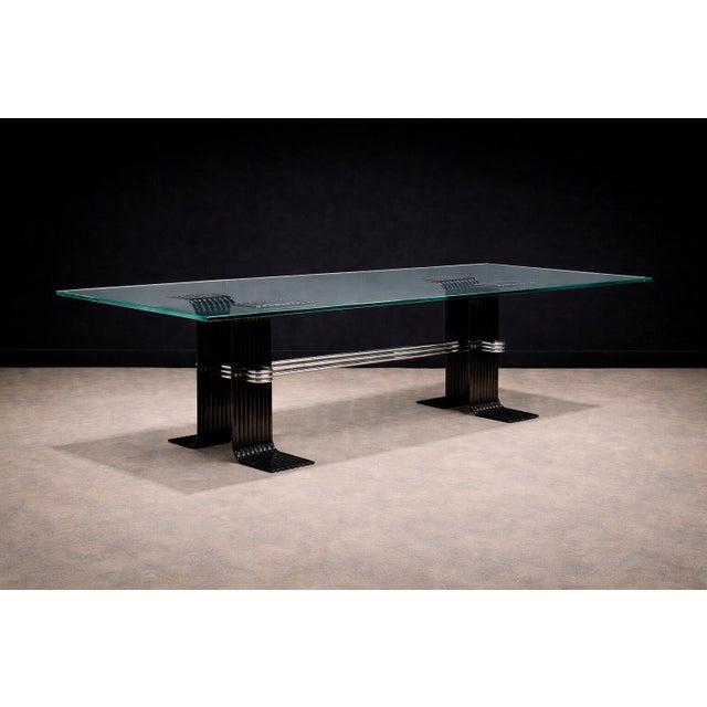 Dining Table in Iron, Chrome, & Glass, Forma, 1970s For Sale In New York - Image 6 of 12