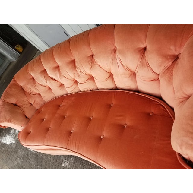 Retro Hollywood Regency Pink Coral Velvet Chesterfield ...