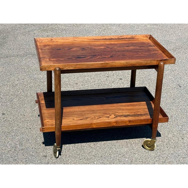Vintage Danish Extendable Bar Cart by Poul Hundevad, 1960s For Sale - Image 3 of 16