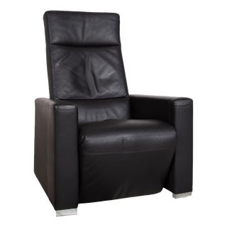 Shane Lounge Chair in Black Leather from Brühl For Sale