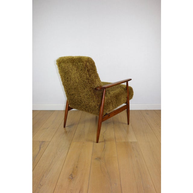 Vintage Lis Armchair with Olive Long Hair Rudy Boucle from Henryk Lis, 1970s For Sale - Image 9 of 13