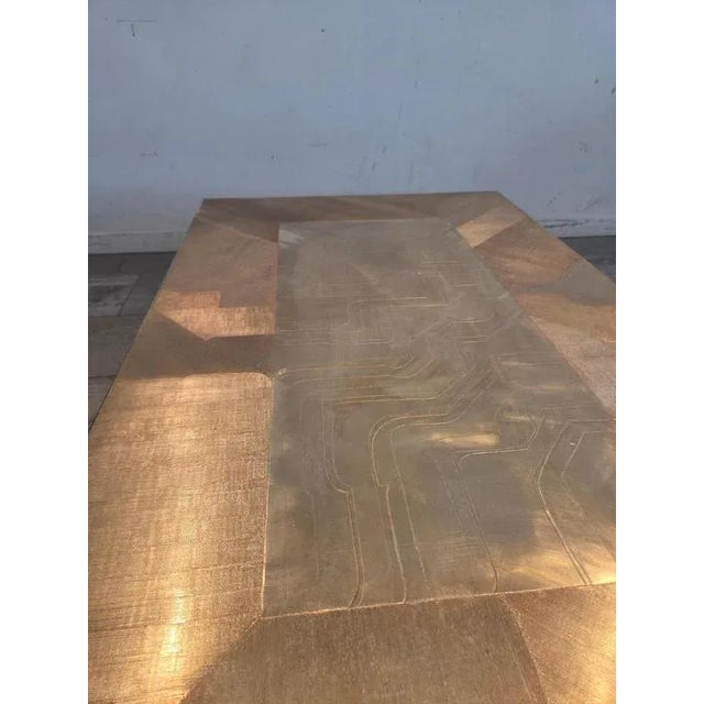 1970s Brass Etched Coffee Table attributed to Nadie Jenatzy, 1970s For Sale - Image 5 of 13