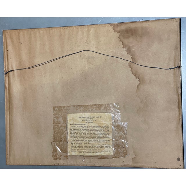 "Lobsterman's Wharf" Original 1946 Lithograph by Zsissly, Framed For Sale - Image 12 of 12