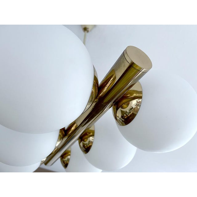 Vintage Glass Globe Pendant Light in the style of Stilnovo, 1950s For Sale - Image 12 of 16