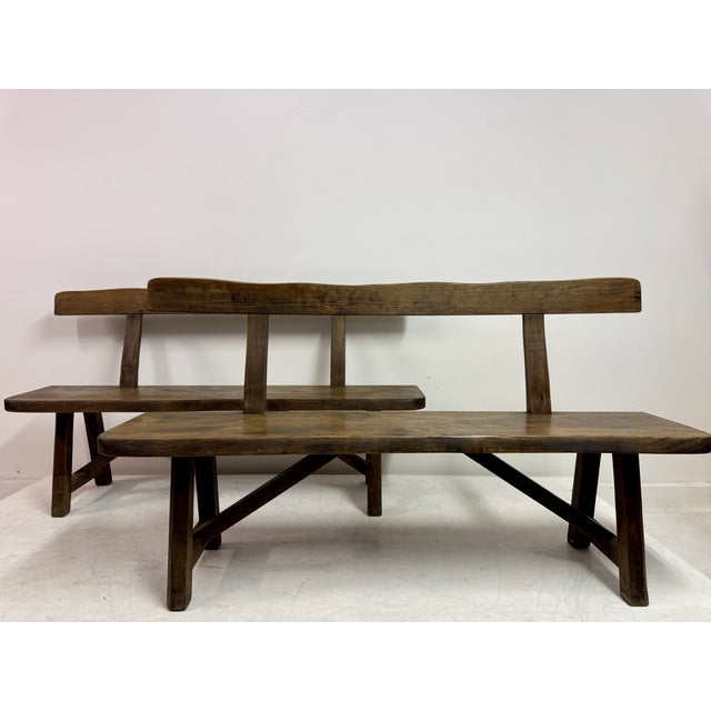 Brown Mid-Century Sculptural Elm Bench, 1960s For Sale - Image 8 of 18