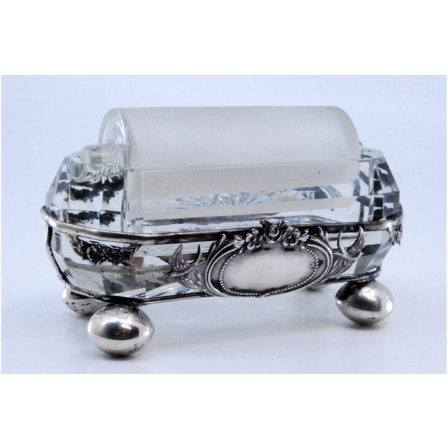 Silver Cut-Out Support in Silver with Glass Roller for Gluing Stamps For Sale - Image 8 of 9