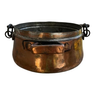 19th Century Antique French Copper Cauldron, Pot or Fireplace Kettle For Sale