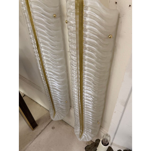 Early 21st Century Pair of Large Scale Murano Glass Leaf Sconces For Sale - Image 5 of 6