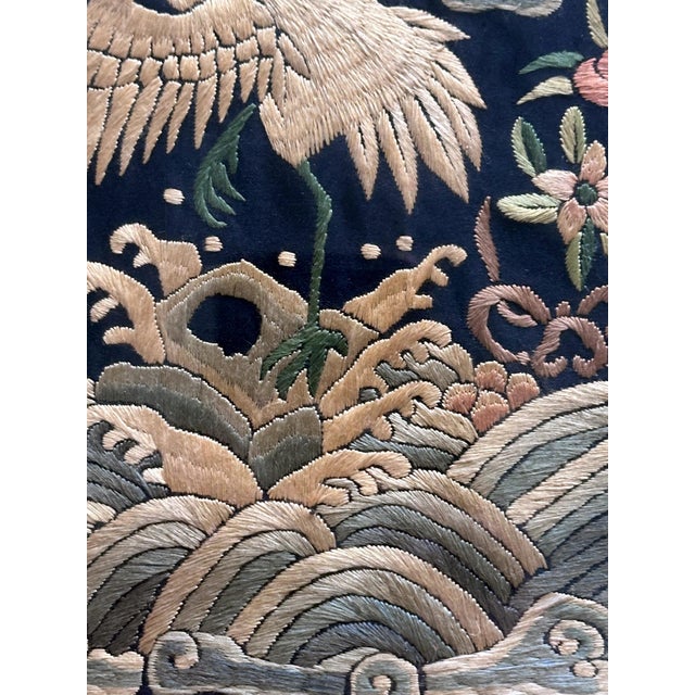 19th Century Framed Chinese Qing Dynasty Embroidered First Rank Badge For Sale - Image 10 of 12