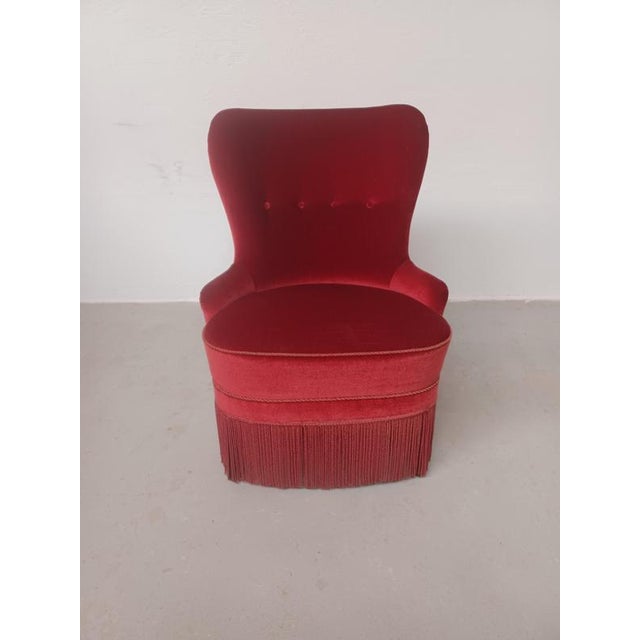 Danish Armchair Reupholstered in Red Velvet, 1900s For Sale - Image 10 of 12