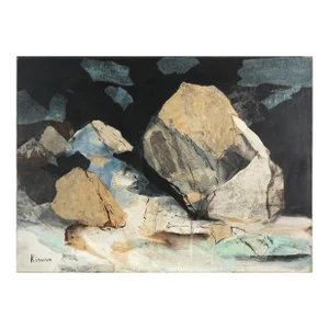 Vintage Abstracted Sea Cave Oil and Paper Collage by Jim Kirwan