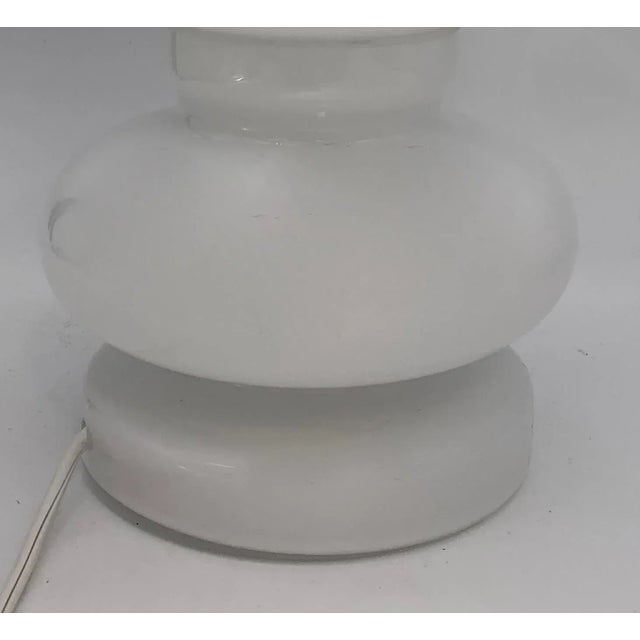 Vintage White Murano Glass Table Lamps, 1969, Set of 2 For Sale - Image 4 of 6