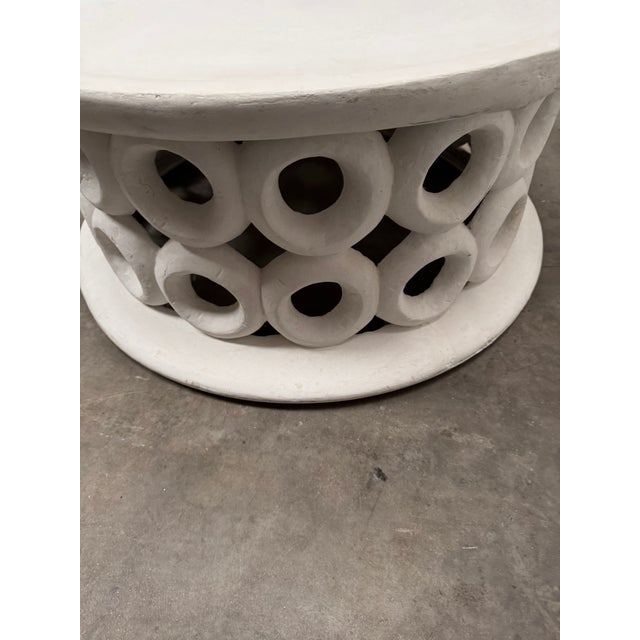 Sculpture Materials 35" Round White Plaster Coffee Table for Outdoors or Indoors For Sale - Image 7 of 10